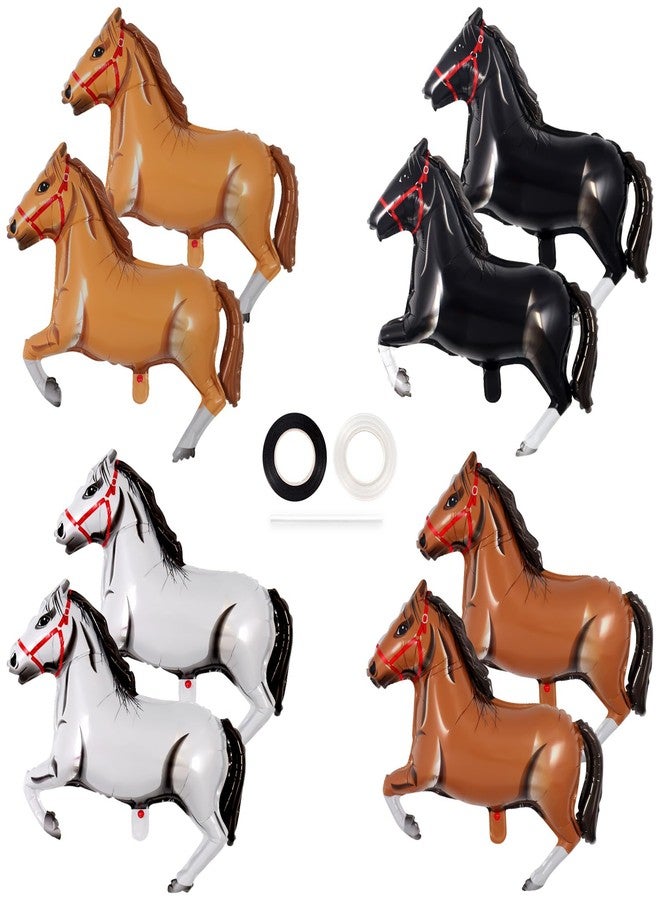 KINYFY 8 Pcs Horse Balloons,30 Inch Horse Shaped Balloons Large Horse Foil Balloon Horse Themed Party Balloons for Birthday Baby Shower Horse Animal Themed Cowboy Party Decorations - Image 1